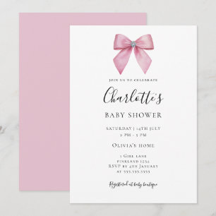 Rosa Diamant Bogen Mädchen Baby Shower Einladung