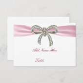 Rosa Diamant Bow Hochzeitstisch-Platzkarte Einladung (Vorne/Hinten)