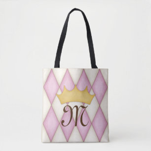 Rosa Diamant-Check Personalisierter Name Prinzessi Tasche