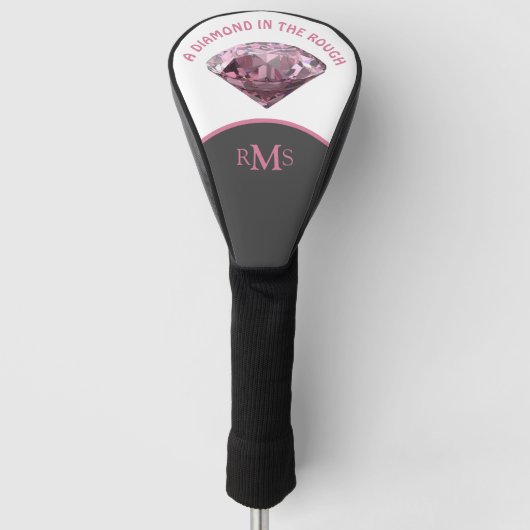 Rosa Diamant im rauen Personalisiert Golf Headcover (Vorderseite)