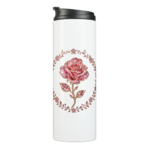 Rosa Diamant Kronen Kunst aus rosa Kristall Thermosbecher