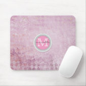 Rosa Diamant-Muster-Hintergrund-Monogramm Mousepad (Mit Mouse)