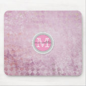 Rosa Diamant-Muster-Hintergrund-Monogramm Mousepad (Vorne)