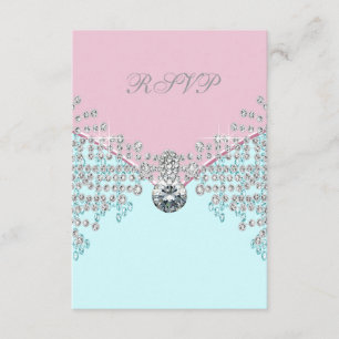 Rosa Diamant Türkis Blau Sweet Sixteen Geburtstag  RSVP Karte