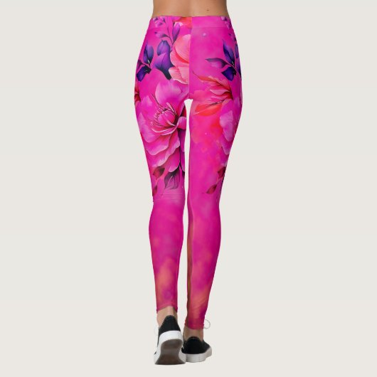 rosa Diamant und Blütenblüte Leggings (Rückseite)