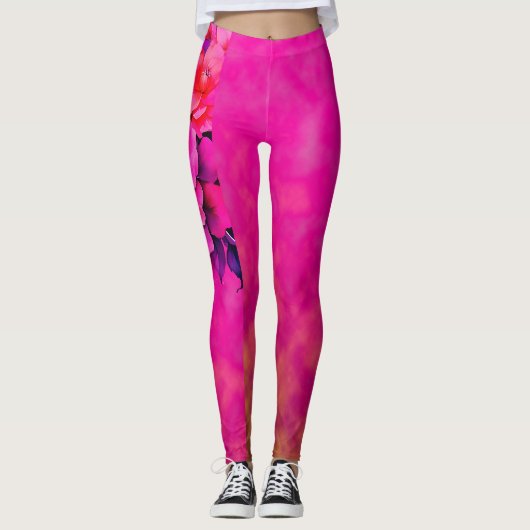rosa Diamant und Blütenblüte Leggings (Vorderseite)