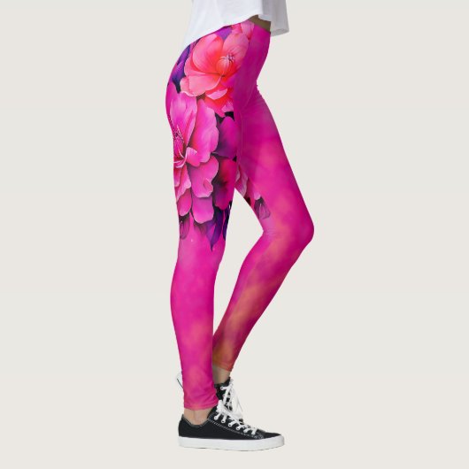 rosa Diamant und Blütenblüte Leggings (Rechts)