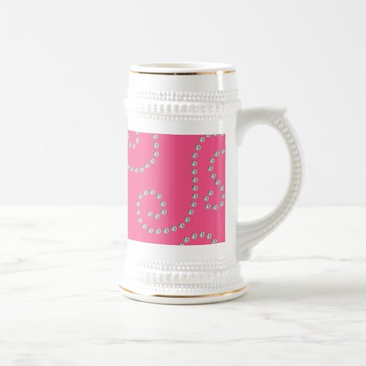 Rosa Diamant-Wirbel Bierglas (Rechts)