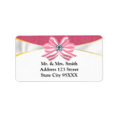 Rosa Diamantband mit rosa Damast Adressaufkleber (Vorne)