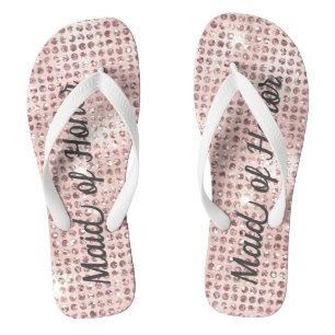 Rosa Diamantbesetzte Glam Hochzeit Brautjungfer Badesandalen
