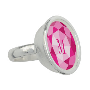 Rosa Diamantedelsteindruck-Monogrammring Ring