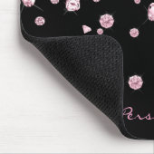 Rosa Diamanten auf schwarzem Hintergrund Mousepad (Ecke)