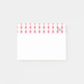 Rosa Diamanten mit Initialen Post-it Klebezettel (Vorderseite)