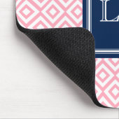 rosa Diamanten Muster und Monogramm Mousepad (Ecke)