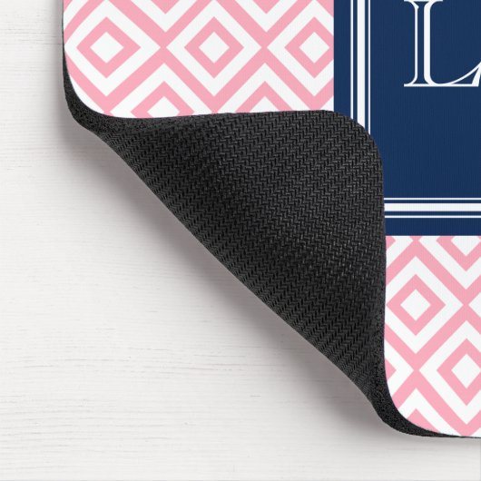 rosa Diamanten Muster und Monogramm Mousepad (Ecke)