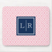 rosa Diamanten Muster und Monogramm Mousepad (Vorne)