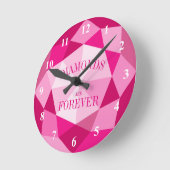Rosa Diamanten sind für immer eine Edelsteinmauer Runde Wanduhr (Winkel)