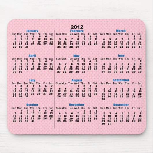 Rosa Diamantmuster 2012 Kalender Mousepad (Vorne)