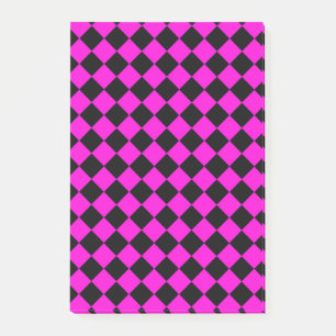 Rosa Diamantmuster mit Schachbrettmuster Post-it Klebezettel