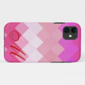rosa Diamantmuster und Monogramm 4 Case-Mate iPhone Hülle (Rückseite (Horizontal))