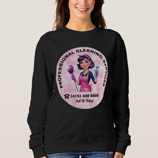 Rosa Dienstmädchen-Reinigungsservice-Uniform Sweatshirt (Vorderseite)