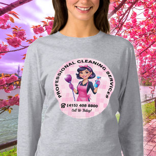 Rosa Dienstmädchen-Reinigungsservice-Uniform T-Shirt