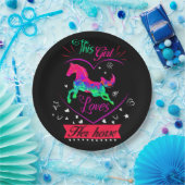 Rosa dieses Mädchen Liebe ihr Pferd Pappteller (Party)