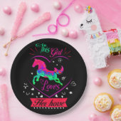 Rosa dieses Mädchen Liebe ihr Pferd Pappteller (Party)