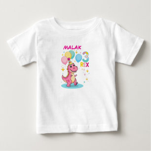 Rosa Dino 3. Geburtstag Party Grafik Baby T-shirt