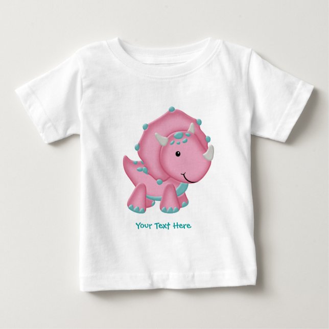 Rosa Dino (anpassbar) Baby T-shirt (Vorderseite)