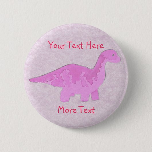 Rosa Dino-Knopf Button (Vorderseite)