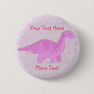 Rosa Dino-Knopf Button
