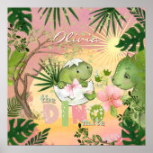 Rosa Dino-Mite-Kinderzimmerposter für Mädchen Poster (Vorne)