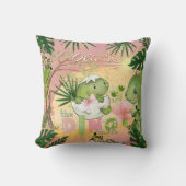 Rosa Dino-Mite Pillow für Girls' Kinderzimmer Kissen (Vorderseite)