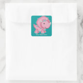 Rosa Dinosaurier (anpassbar) Quadratischer Aufkleber (Tasche)