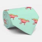 Rosa Dinosaurier auf blau Krawatte (Gerollt)
