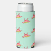 Rosa Dinosaurier auf blau Selters Dosenkühler (Seltzer Rückseite)