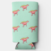 Rosa Dinosaurier auf blau Selters Dosenkühler (Vorderseite)