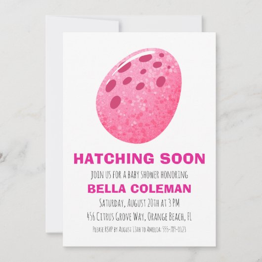 Rosa Dinosaurier-Babydusche Einladung (Vorderseite)