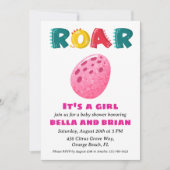 Rosa Dinosaurier-Babydusche Einladung (Vorderseite)