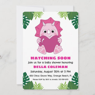 Rosa Dinosaurier-Babydusche Einladung