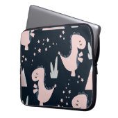 Rosa Dinosaurier, dunkler Hintergrund, niedlich Laptopschutzhülle (Vorderseite Links)