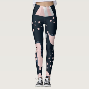 Rosa Dinosaurier, dunkler Hintergrund, niedlich Leggings