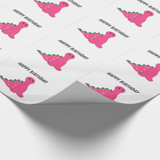 Rosa Dinosaurier Geschenkpapier (Ecke)