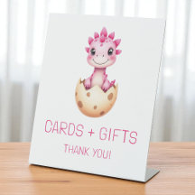 Rosa Dinosaurier Karten und Geschenke Baby Shower 