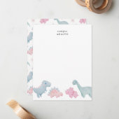 Rosa Dinosaurier Kinder Karte (Vorderseite/Rückseite Beispiel)