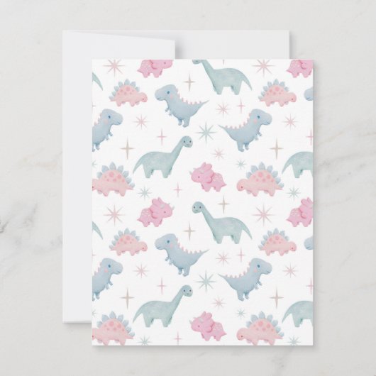 Rosa Dinosaurier Kinder Karte (Rückseite)