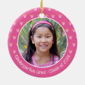 Rosa Dinosaurier-Mädchen Kindergarten-Absolvent Er Keramik Ornament (Hinten)