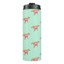 Rosa Dinosaurier-Muster auf blass blau Thermosbecher