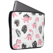 Rosa Dinosaurier: Niedliches Kindermuster. Laptopschutzhülle (Vorne Rechts)